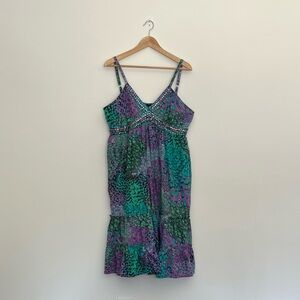 lola p., peacock feather print dress, size XL